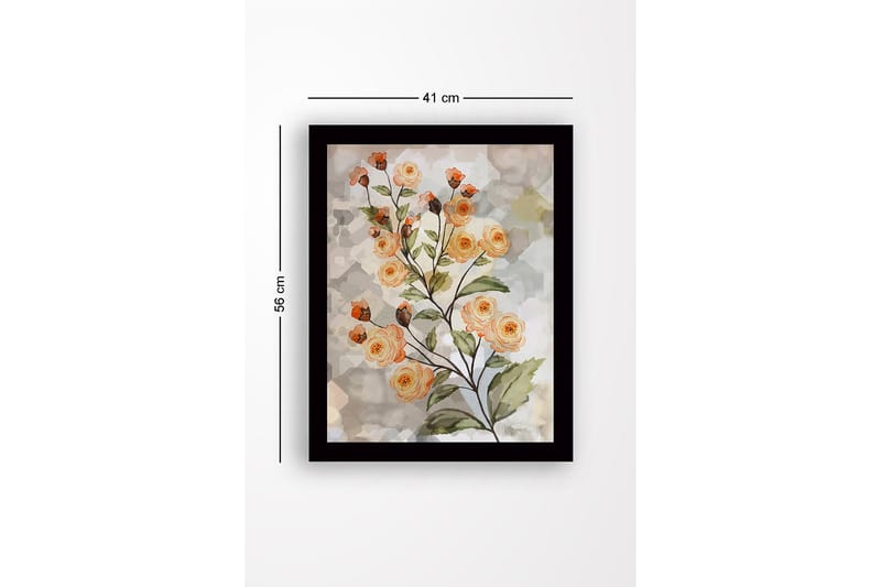 Inramad Canvastavla i trä - 41x56 cm - Blomsterarrangemang med rosor i mjuka nyanser - Ljus orange / Grön / Beige - Inredning - Tavlor & posters - Canvastavla