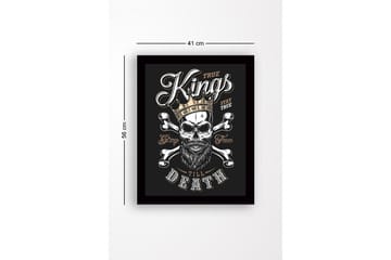 Inramad Canvastavla i trä - 41x56 cm - Dödskalle med krona och korslagda benknotor - Svart / Vit / Guld - Inredning - Tavlor & posters - Canvastavla