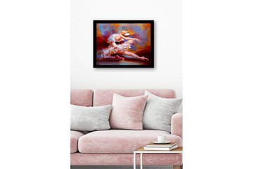 Inramad Canvastavla i trä - 41x56 cm - Dansande ballerina i en färgsprakande klänning - Röd / Vit / Orange - Inredning - Tavlor & posters - Canvastavla