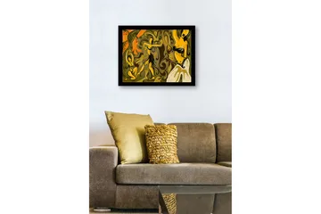 Inramad Canvastavla i trä - 41x56 cm - Dansande kvinnor i en färgglad och abstrakt komposition - Guld / Orange / Brun - Inredning - Tavlor & posters - Canvastavla