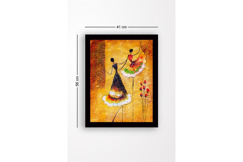 Inramad Canvastavla i trä - 41x56 cm - Dansande kvinnor i färgglada klänningar - Gult / Svart / Rött - Inredning - Tavlor & posters - Canvastavla