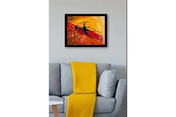 Inramad Canvastavla i trä - 41x56 cm - Dansande par i abstrakt stil - Guld / Röd / Svart - Inredning - Tavlor & posters - Canvastavla