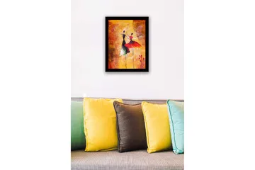 Inramad Canvastavla i trä - 41x56 cm - Dansande par i färgglada klänningar - Röd / Svart / Gul - Inredning - Tavlor & posters - Canvastavla