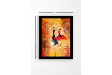 Inramad Canvastavla i trä - 41x56 cm - Dansande par i färgglada klänningar - Röd / Svart / Gul - Inredning - Tavlor & posters - Canvastavla