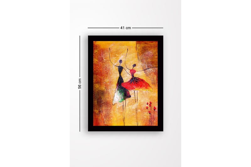 Inramad Canvastavla i trä - 41x56 cm - Dansande par i färgglada klänningar - Röd / Svart / Gul - Inredning - Tavlor & posters - Canvastavla