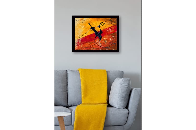 Inramad Canvastavla i trä - 41x56 cm - Dansande par i abstrakt stil - Svart / Orange / Gul - Inredning - Tavlor & posters - Canvastavla