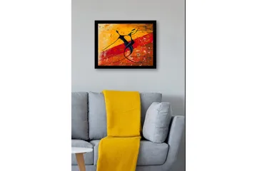 Inramad Canvastavla i trä - 41x56 cm - Dansande par i abstrakt stil - Svart / Orange / Gul - Inredning - Tavlor & posters - Canvastavla