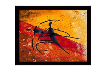 Inramad Canvastavla i trä - 41x56 cm - Dansande par i abstrakt stil - Guld / Röd / Svart - Inredning - Tavlor & posters - Canvastavla