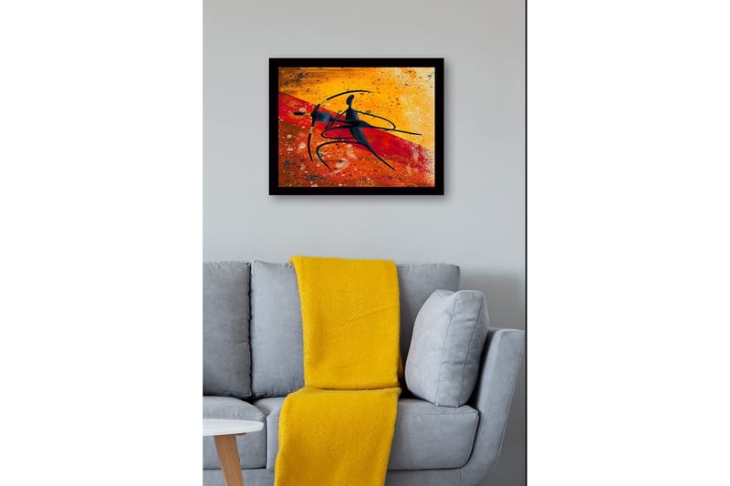Inramad Canvastavla i trä - 41x56 cm - Dansande par i abstrakt stil - Guld / Röd / Svart - Inredning - Tavlor & posters - Canvastavla