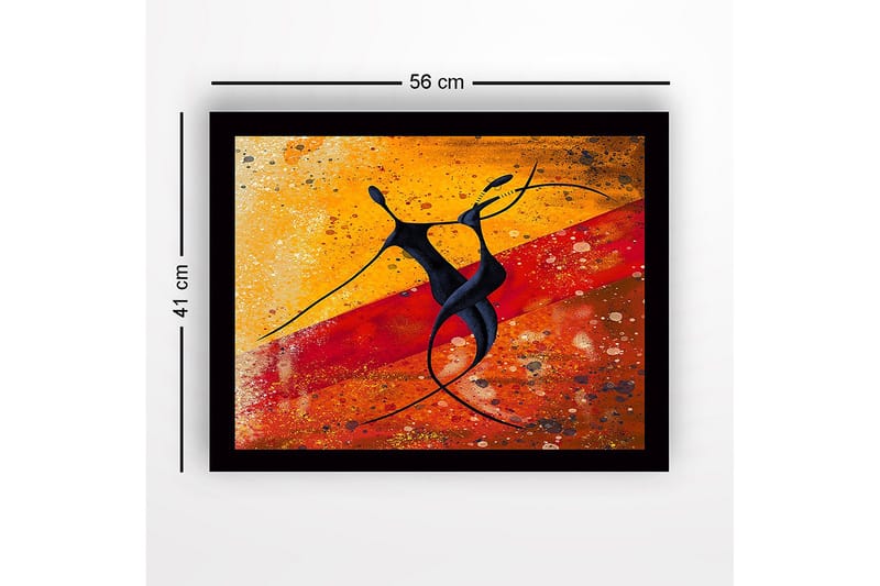 Inramad Canvastavla i trä - 41x56 cm - Dansande par i abstrakt stil - Svart / Orange / Gul - Inredning - Tavlor & posters - Canvastavla