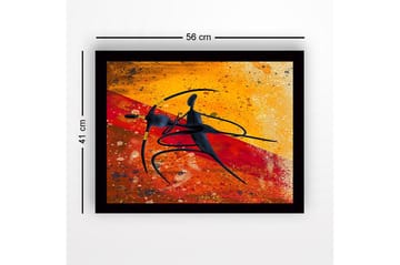 Inramad Canvastavla i trä - 41x56 cm - Dansande par i abstrakt stil - Guld / Röd / Svart - Inredning - Tavlor & posters - Canvastavla