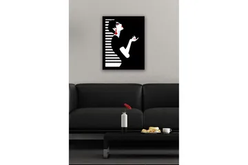 Inramad Canvastavla i trä - 41x56 cm - Elegant silhuett av en kvinna med dramatisk pose - Svart / Vit / Röd - Inredning - Tavlor & posters - Canvastavla