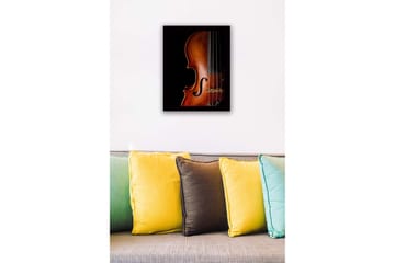 Inramad Canvastavla i trä - 41x56 cm - Elegant violin med detaljerad trästruktur - Mörkbrun / Ljusbrun / Svart - Inredning - Tavlor & posters - Canvastavla