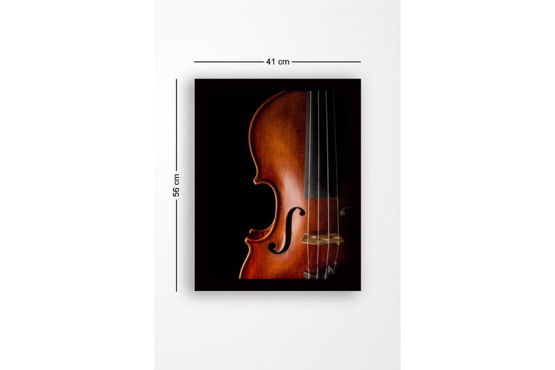 Inramad Canvastavla i trä - 41x56 cm - Elegant violin med detaljerad trästruktur - Mörkbrun / Ljusbrun / Svart - Inredning - Tavlor & posters - Canvastavla