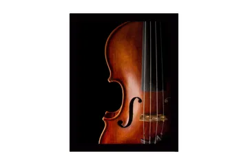 Inramad Canvastavla i trä - 41x56 cm - Elegant violin med detaljerad trästruktur - Mörkbrun / Ljusbrun / Svart - Inredning - Tavlor & posters - Canvastavla