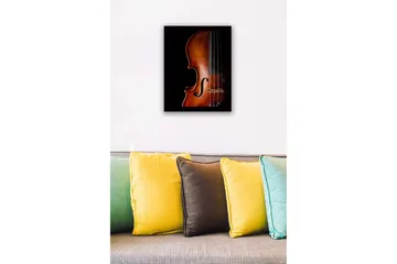 Inramad Canvastavla i trä - 41x56 cm - Elegant violin med detaljerad trästruktur - Mörkbrun / Ljusbrun / Svart - Inredning - Tavlor & posters - Canvastavla