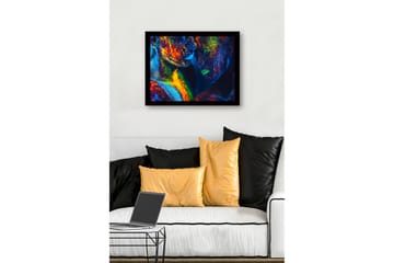 Inramad Canvastavla i trä - 41x56 cm - Färgglad ansiktsmålning med två närstående personer - Blå / Grön / Orange - Inredning - Tavlor & posters - Canvastavla