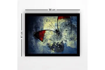 Inramad Canvastavla i trä - 41x56 cm - Färgglad fjäril med röda vingar - Röd / Blå / Gul - Inredning - Tavlor & posters - Canvastavla