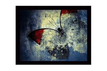 Inramad Canvastavla i trä - 41x56 cm - Färgglad fjäril med röda vingar - Röd / Blå / Gul - Inredning - Tavlor & posters - Canvastavla