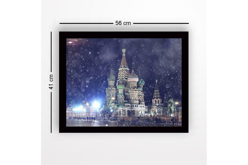 Inramad Canvastavla i trä - 41x56 cm - Färgglad kyrka med kupoler i olika former och mönster - Grön / Röd / Vit - Inredning - Tavlor & posters - Canvastavla