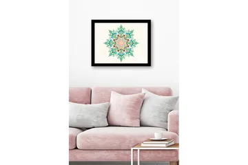 Inramad Canvastavla i trä - 41x56 cm - Färgglad mandala med intrikata mönster - Grön / Rosa / Blå - Inredning - Tavlor & posters - Canvastavla