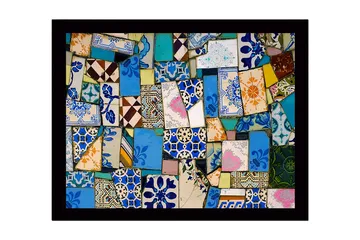 Inramad Canvastavla i trä - 41x56 cm - Färgglad mosaik av keramiska plattor - Blå / Grön / Orange - Inredning - Tavlor & posters - Canvastavla