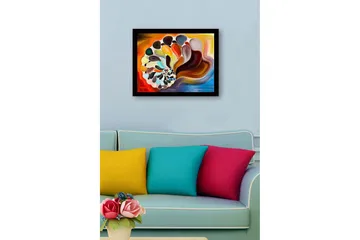 Inramad Canvastavla i trä - 41x56 cm - Färgglad snäcka med abstrakta former - Orange / Brun / Vit - Inredning - Tavlor & posters - Canvastavla