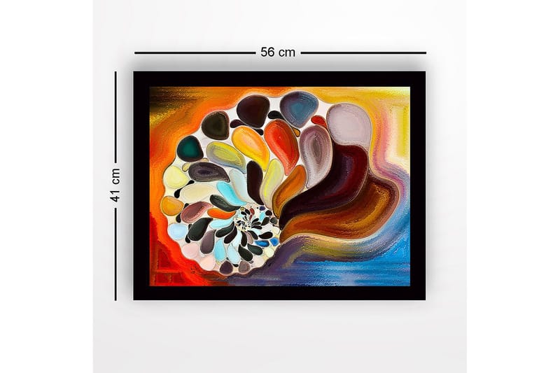 Inramad Canvastavla i trä - 41x56 cm - Färgglad snäcka med abstrakta former - Orange / Brun / Vit - Inredning - Tavlor & posters - Canvastavla