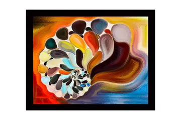 Inramad Canvastavla i trä - 41x56 cm - Färgglad snäcka med abstrakta former - Orange / Brun / Vit - Inredning - Tavlor & posters - Canvastavla