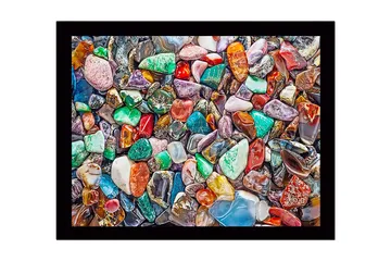 Inramad Canvastavla i trä - 41x56 cm - Färgglada ädelstenar i en rik mosaik av former och nyanser - Grön / Röd / Blå - Inredning - Tavlor & posters - Canvastavla