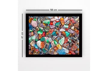 Inramad Canvastavla i trä - 41x56 cm - Färgglada ädelstenar i en rik mosaik av former och nyanser - Grön / Röd / Blå - Inredning - Tavlor & posters - Canvastavla