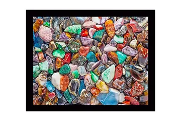 Inramad Canvastavla i trä - 41x56 cm - Färgglada ädelstenar i en rik mosaik av former och nyanser - Grön / Röd / Blå - Inredning - Tavlor & posters - Canvastavla