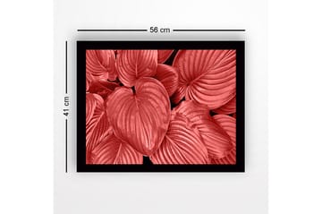 Inramad Canvastavla i trä - 41x56 cm - Färgglada blad i olika nyanser av röd - Röd / Svart - Inredning - Tavlor & posters - Canvastavla
