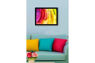 Inramad Canvastavla i trä - 41x56 cm - Färgglada höstlöv i olika nyanser - Rosa / Röd / Gul - Inredning - Tavlor & posters - Canvastavla