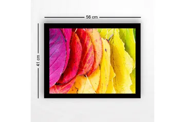 Inramad Canvastavla i trä - 41x56 cm - Färgglada höstlöv i olika nyanser - Rosa / Röd / Gul - Inredning - Tavlor & posters - Canvastavla
