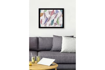 Inramad Canvastavla i trä - 41x56 cm - Färgglada löv i en harmonisk komposition - Grön / Rosa / Blå - Inredning - Tavlor & posters - Canvastavla