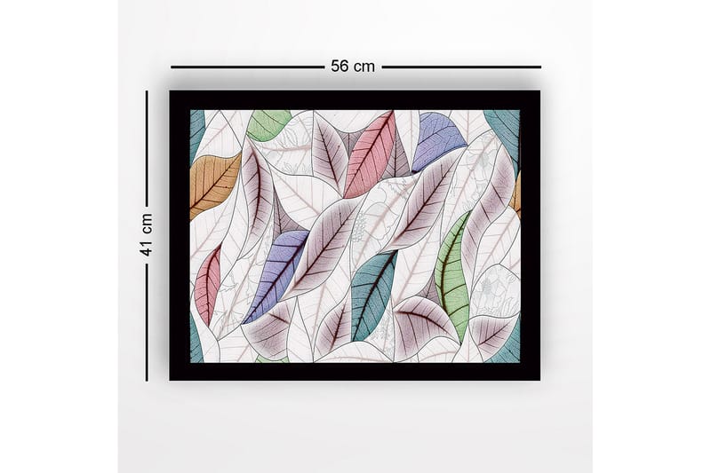 Inramad Canvastavla i trä - 41x56 cm - Färgglada löv i en harmonisk komposition - Grön / Rosa / Blå - Inredning - Tavlor & posters - Canvastavla