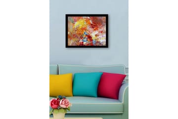 Inramad Canvastavla i trä - 41x56 cm - Färgrik abstrakt komposition med dynamiska former - Röd / Gul / Blå - Inredning - Tavlor & posters - Canvastavla