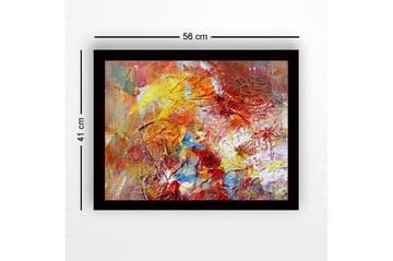 Inramad Canvastavla i trä - 41x56 cm - Färgrik abstrakt komposition med dynamiska former - Röd / Gul / Blå - Inredning - Tavlor & posters - Canvastavla