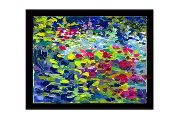 Inramad Canvastavla i trä - 41x56 cm - Färgrik blomsteräng med rosor och gröna blad - Grön / Röd / Blå - Inredning - Tavlor & posters - Canvastavla