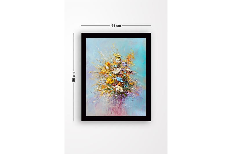 Inramad Canvastavla i trä - 41x56 cm - Färgrik bukett av blommor - Gult / Orange / Lila - Inredning - Tavlor & posters - Canvastavla