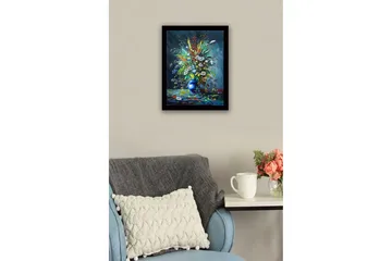 Inramad Canvastavla i trä - 41x56 cm - Färgrik bukett av blommor i en blå vas - Blå / Grön / Vit - Inredning - Tavlor & posters - Canvastavla