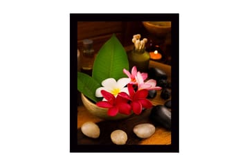 Inramad Canvastavla i trä - 41x56 cm - Färgrik bukett av blommor i en skål - Röd / Vit / Grön - Inredning - Tavlor & posters - Canvastavla