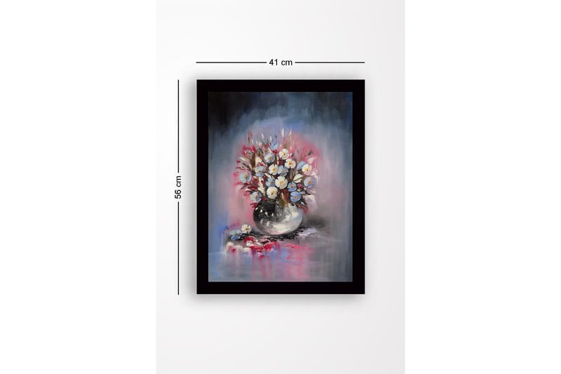 Inramad Canvastavla i trä - 41x56 cm - Färgrik bukett av blommor i en vas - Blå / Vit / Rosa - Inredning - Tavlor & posters - Canvastavla