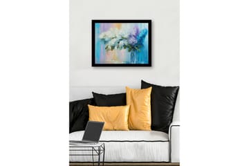 Inramad Canvastavla i trä - 41x56 cm - Färgrik bukett av syrener i en glasvas - Vit / Lila / Turkos - Inredning - Tavlor & posters - Canvastavla