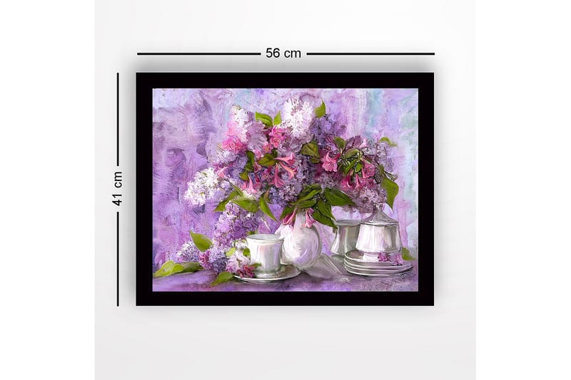 Inramad Canvastavla i trä - 41x56 cm - Färgrik bukett av syrener i en vacker komposition - Lila / Rosa / Grön - Inredning - Tavlor & posters - Canvastavla