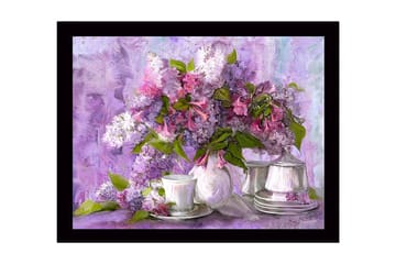 Inramad Canvastavla i trä - 41x56 cm - Färgrik bukett av syrener i en vacker komposition - Lila / Rosa / Grön - Inredning - Tavlor & posters - Canvastavla