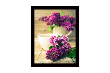 Inramad Canvastavla i trä - 41x56 cm - Färgrik bukett av syrener - Lila / Grön - Inredning - Tavlor & posters - Canvastavla