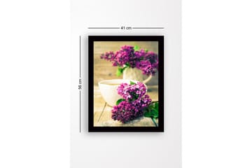 Inramad Canvastavla i trä - 41x56 cm - Färgrik bukett av syrener - Lila / Grön - Inredning - Tavlor & posters - Canvastavla