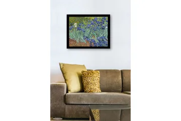 Inramad Canvastavla i trä - 41x56 cm - Färgrik samling av irisblommor - Blå / Grön / Brun - Inredning - Tavlor & posters - Canvastavla